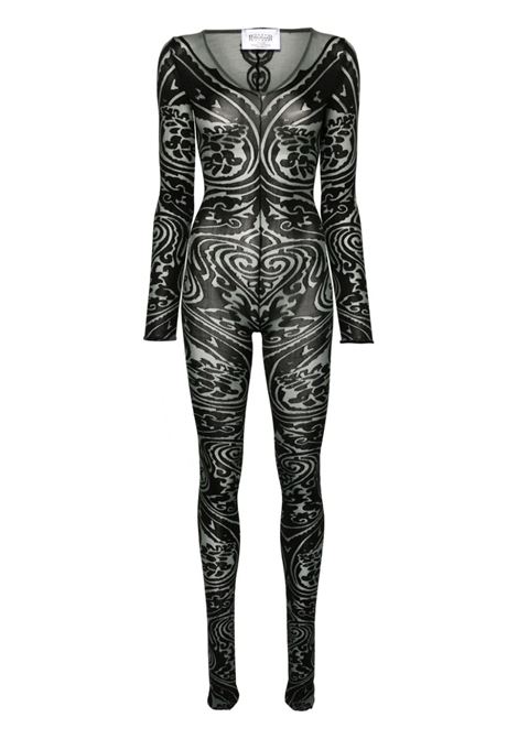 Black Body Tattoo V-neck catsuit Wolford x etro - women WOLFORD X ETRO | 583088095